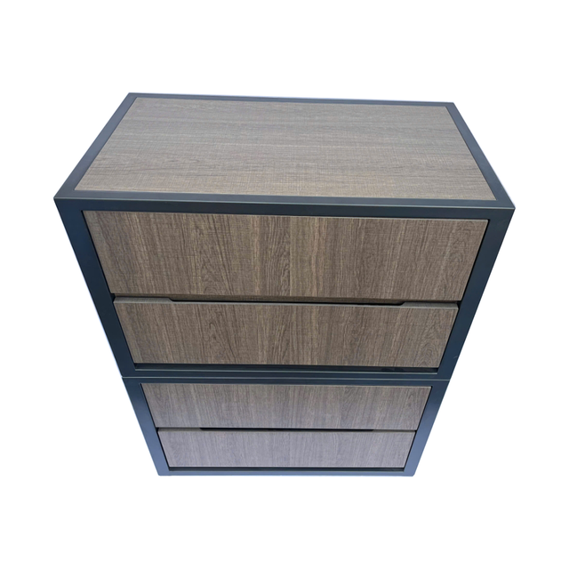 2 Drawer Storage Stackable Metallic Charcoal Frame Chest