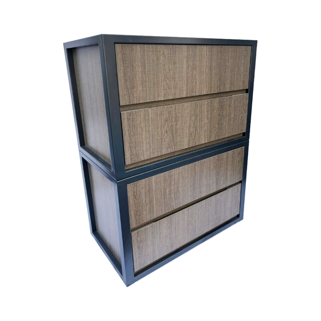 2 Drawer Storage Stackable Metallic Charcoal Frame Chest