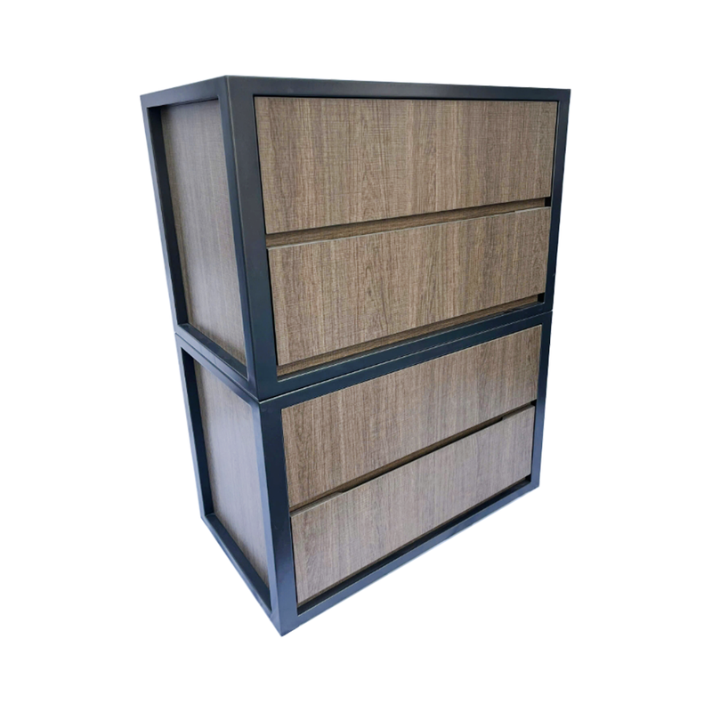 2 Drawer Storage Stackable Metallic Charcoal Frame Chest